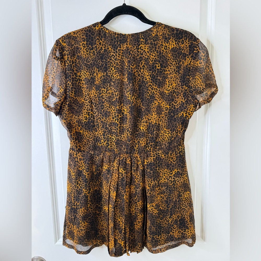 Burberry Brit Silk Cap Sleeve Dark Leopard Print Blouse Sz M - Picture 11 of 12